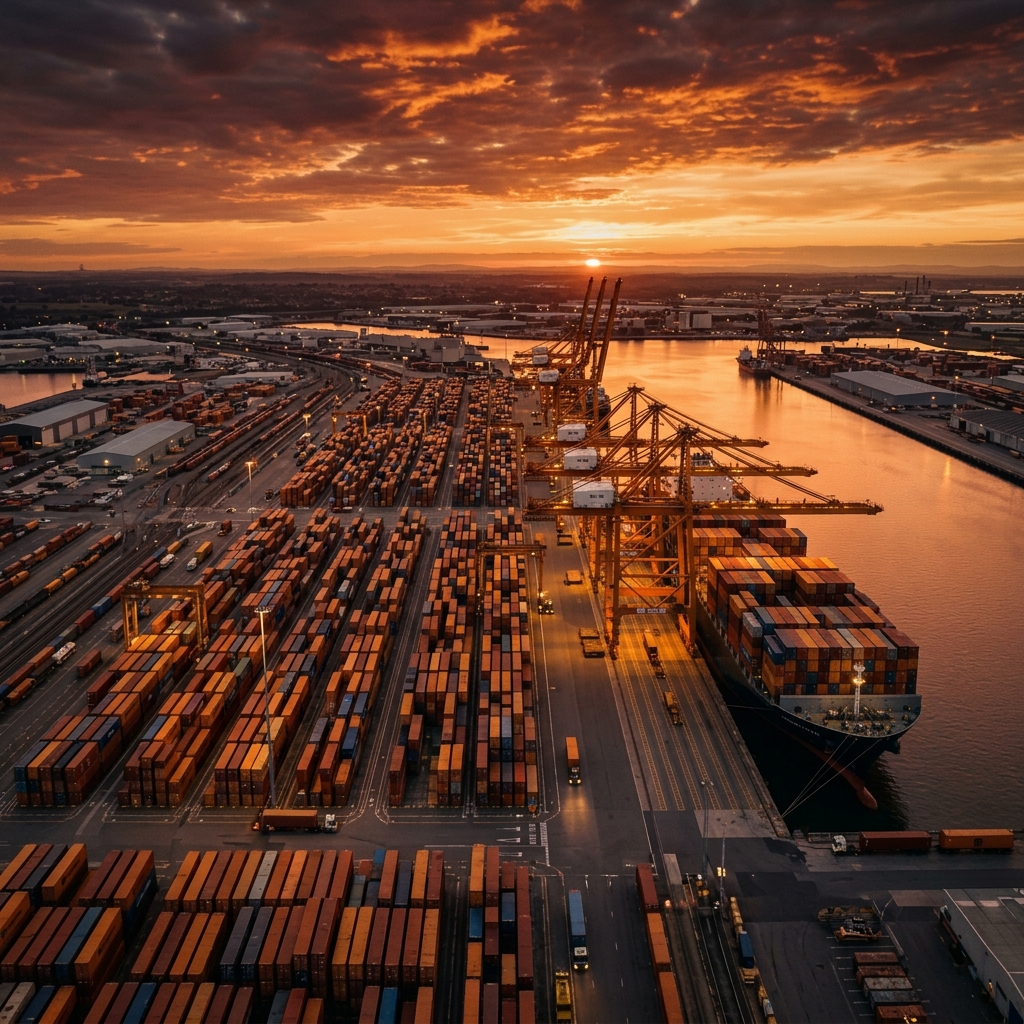 Container port aerial view