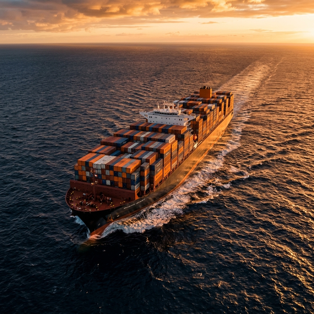 Container ship at sea